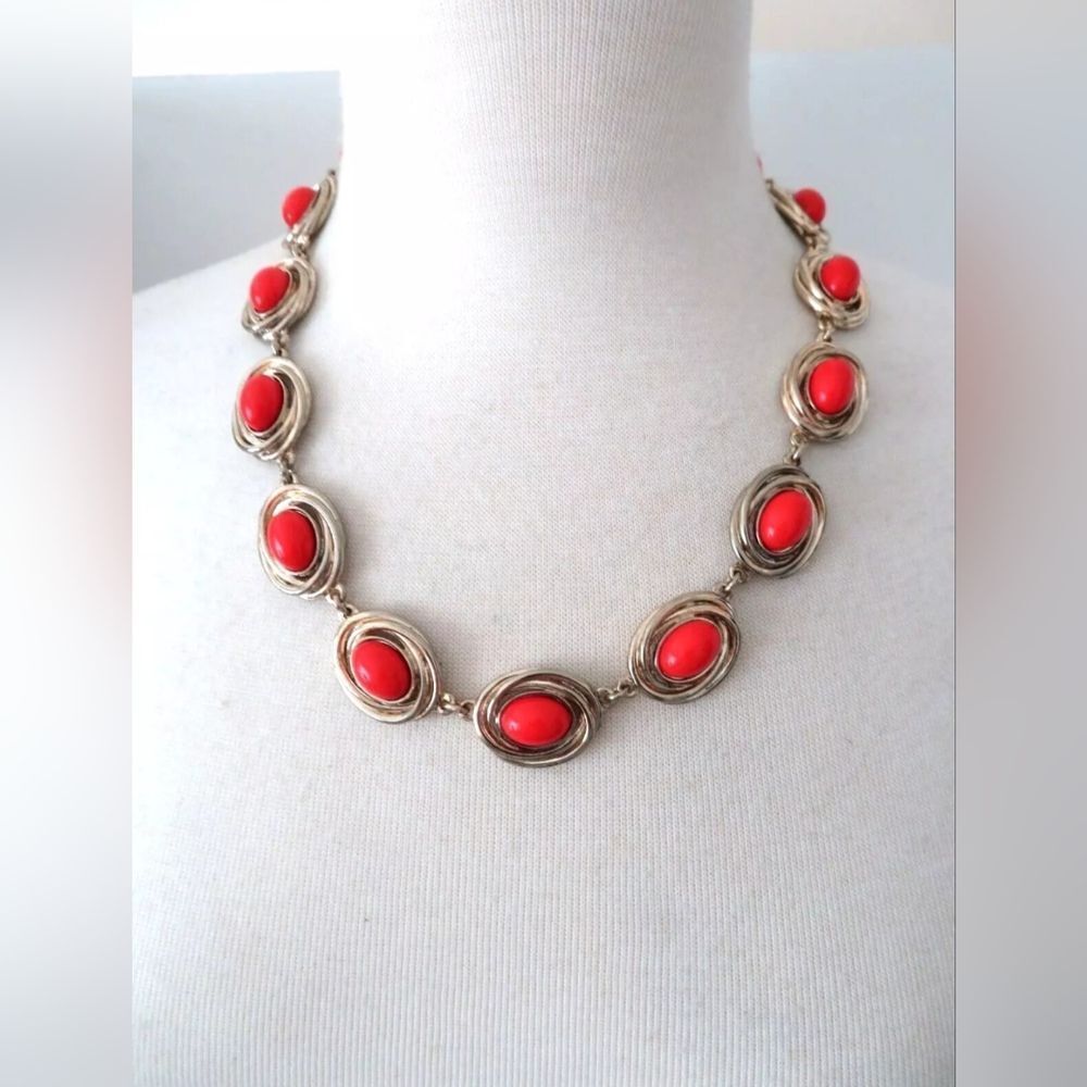 TALBOTS ORANGE SWIRL NECKLACE 18-21" NWOT